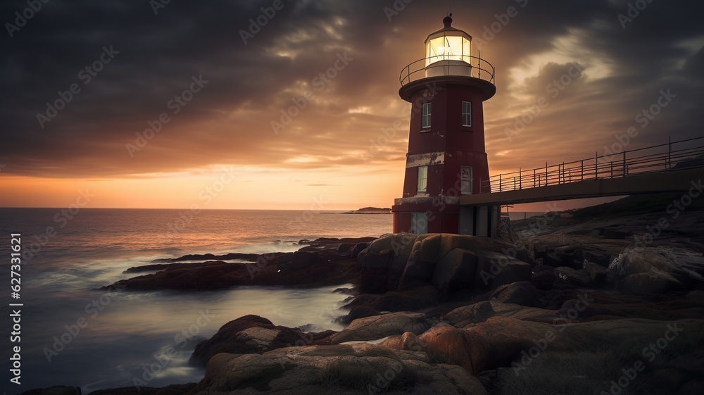 beautiful landscape with a light tower
