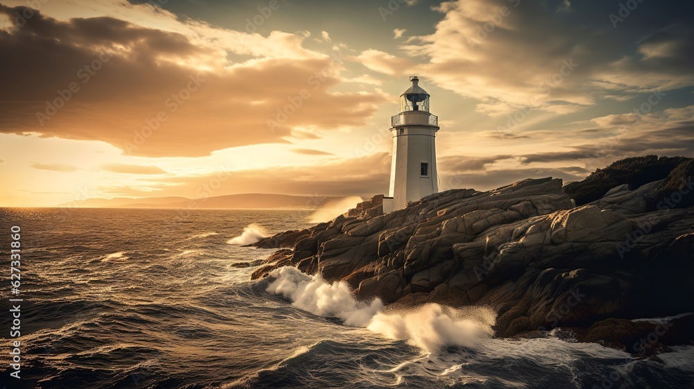 beautiful landscape with a light tower