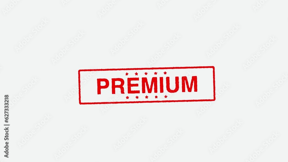 Close Up Real Hand Stamping Premium Stamp on White Background Close Up Real Hand Stamping Premium Stamp on White Background