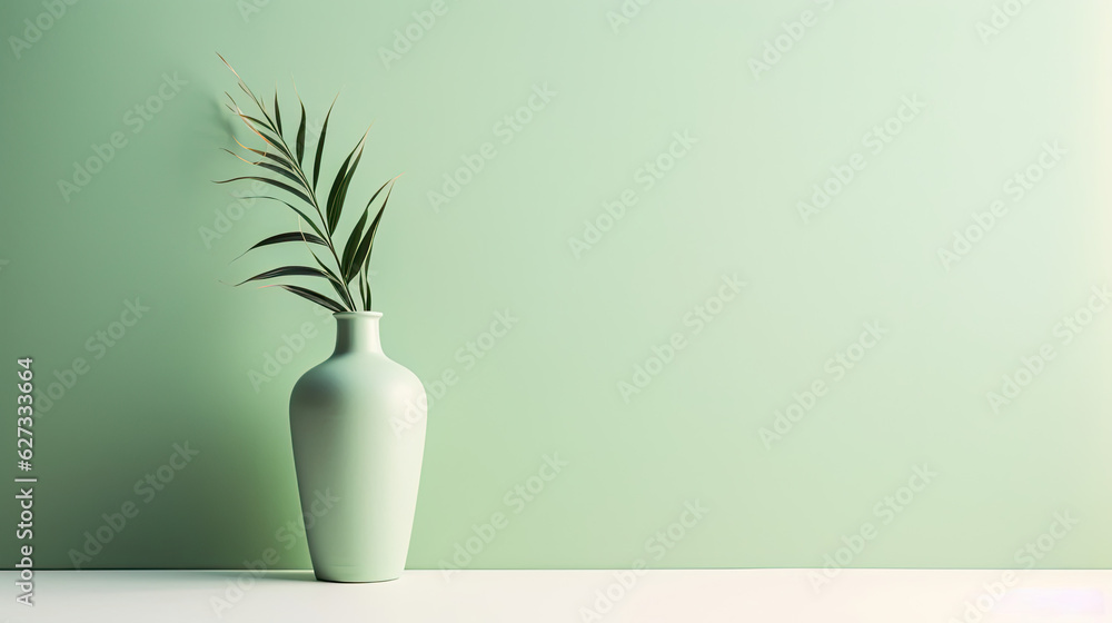 Light green with plant background for product showcase Light green with plant background for product showcase
