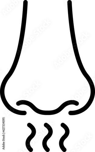 Nose. Smell sense icon in linear style. Vector.
