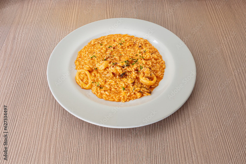 risotto, alla, pescatora, riso, pesce, cucina, italiana, tipica