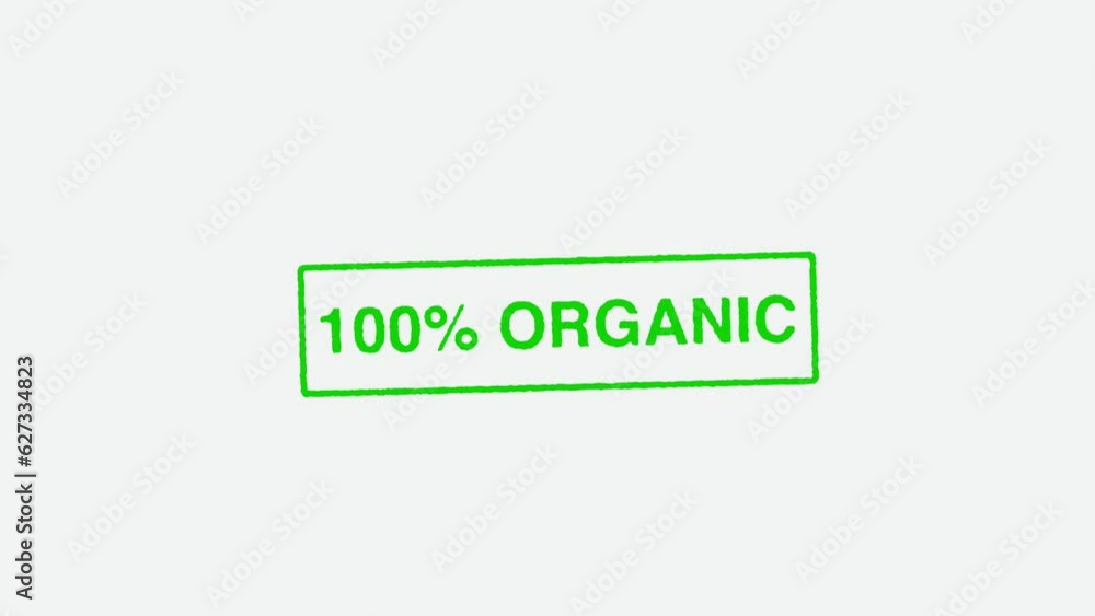 Close Up Real Hand Stamping 100 Percent Organic Stamp on White Background Close Up Real Hand Stamping 100 Percent Organic Stamp on White Background