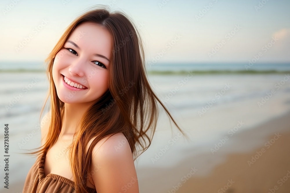 woman on the beach Generative AI woman on the beach Generative AI