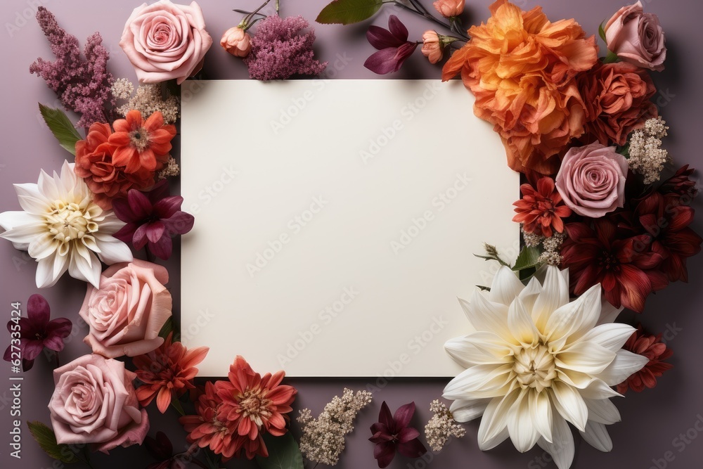 custom made wallpaper toronto digitalBeautiful bouquet of flowers, colourful floral decorations. blank paper greeting card. mockup template