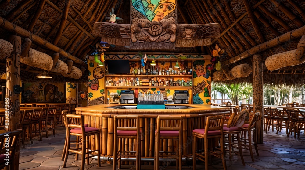 Tropical Tiki-Themed Bar with Bamboo Accents made with Generative AI ...