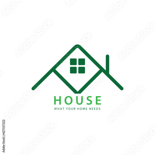 Vector green eco house logo concept
