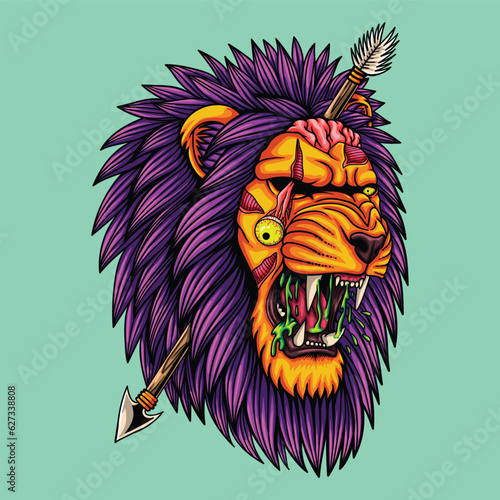 Lion head zombie vector illustration fro your company or brand