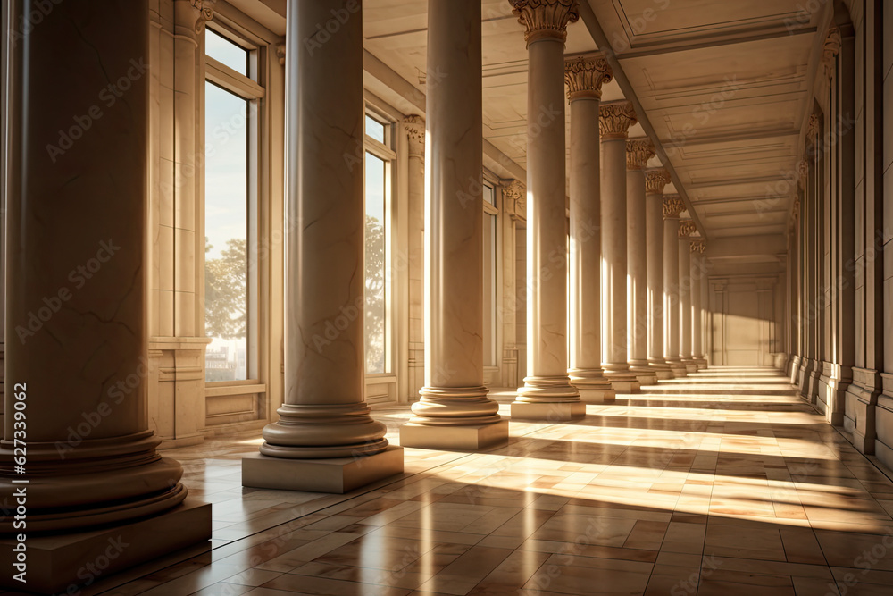 Fototapeta premium Aesthetic Architecture, Antique Column Building - Generative Ai
