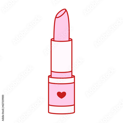 Glamorous trendy pink lipstick sticker. Nostalgic barbiecore 2000s style