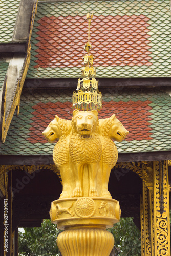 Golden Pillars of Ashoka in Thai temple