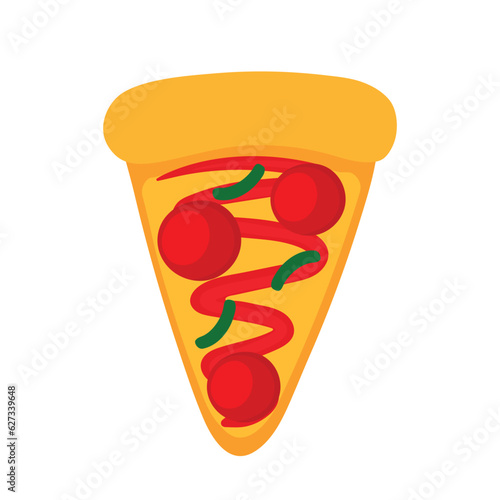 Pizza Slice with Cheese and Pepperoni Icon Cartoon Animated Vector Illustration