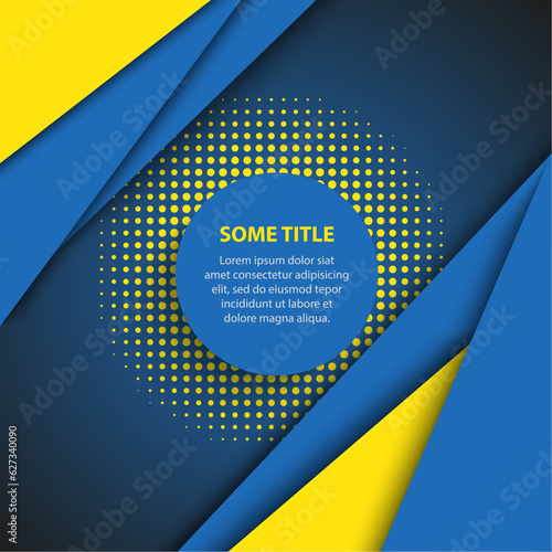 Abstract background with circular halftone in blue yellow design