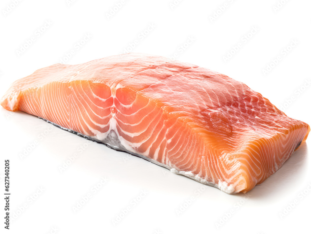 Salmon fillet isolated on white background.