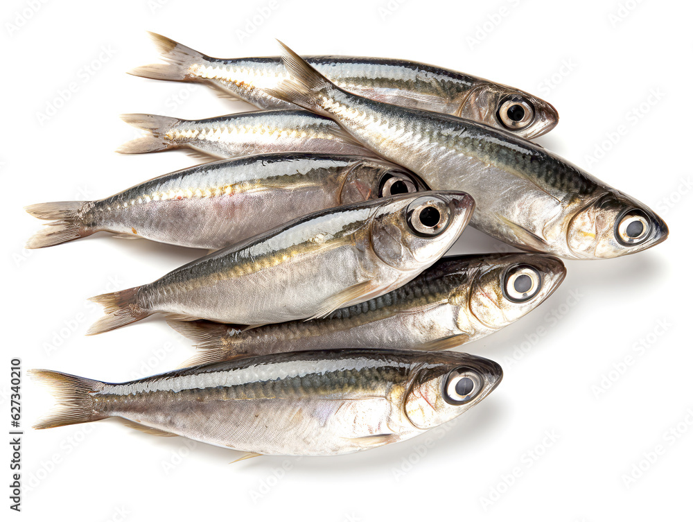 Sardines isolated on white background.