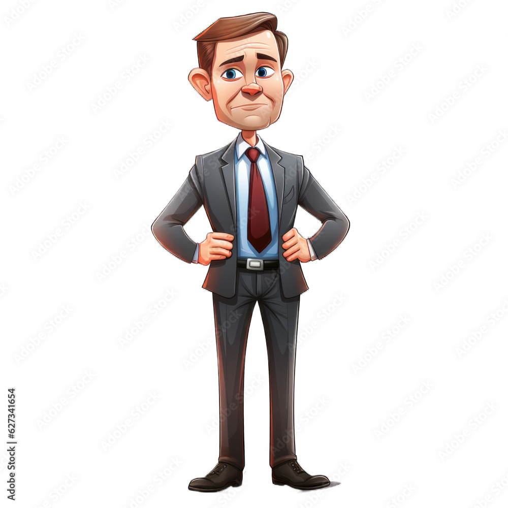 Obraz premium Business Executive cartoon character isolated on transparent background. Generative AI