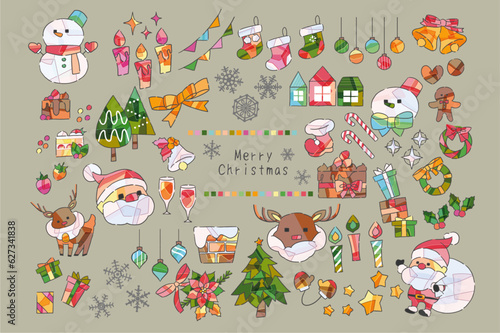 クリスマス　イラストセット　手書き