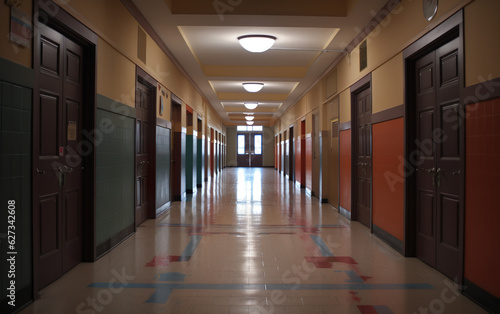 School hallway. AI, Generative AI