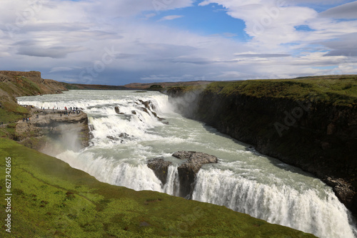 Gullfoss waterfall is one of the most beautiful and famous sights on the Iceland 