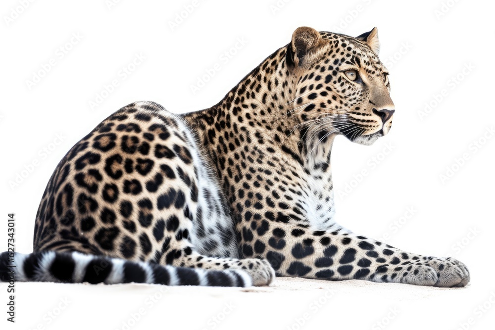 Fototapeta premium Beautiful leopard on a white background.