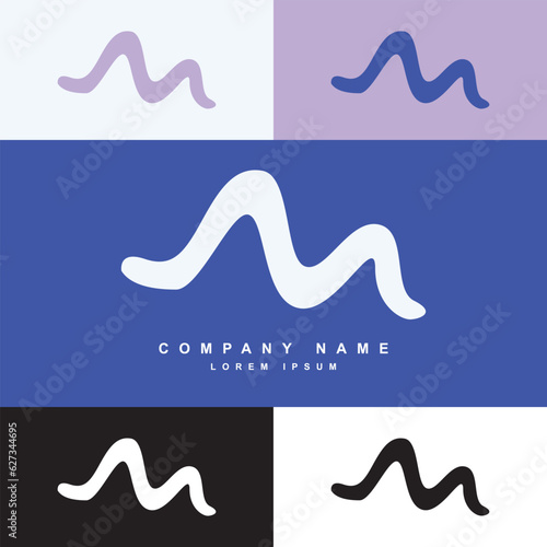 m letter logo template with color palette, logo template for company or business