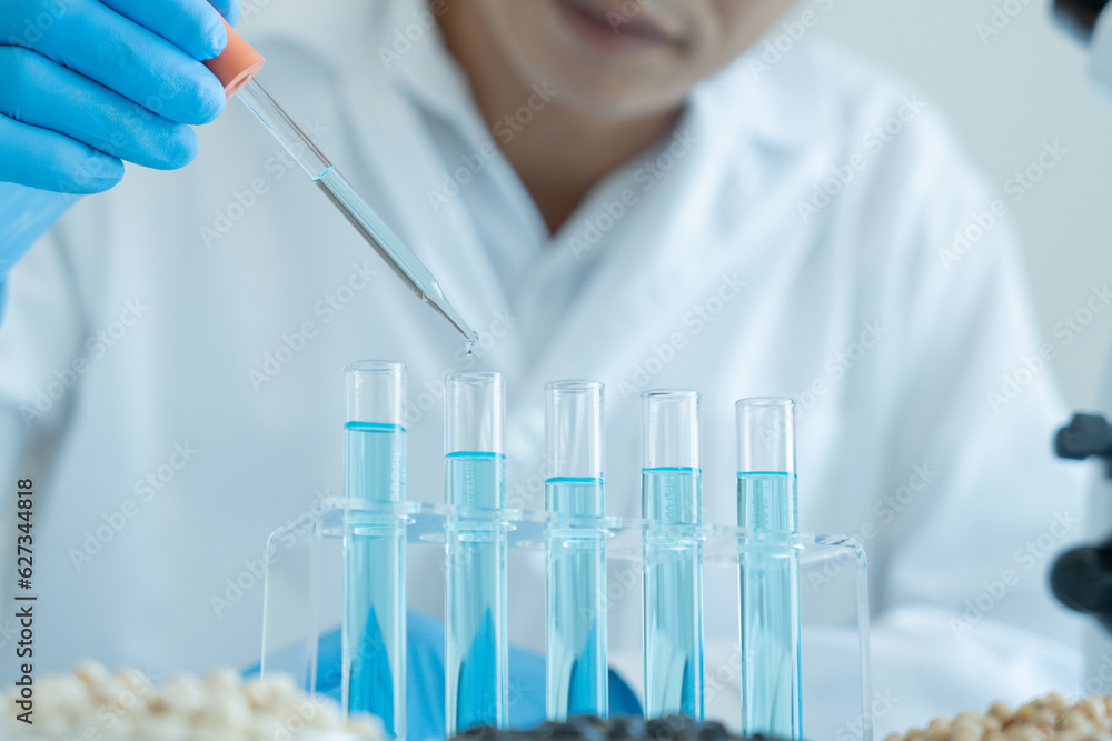 Scientist check chemical whole grains residues in laboratory. Control experts inspect the concentration of chemical residues. hazards, standard, prohibited substances, contaminate, Microbiologis Scientist check chemical whole grains residues in laboratory. Control experts inspect the concentration of chemical residues. hazards, standard, prohibited substances, contaminate, Microbiologis