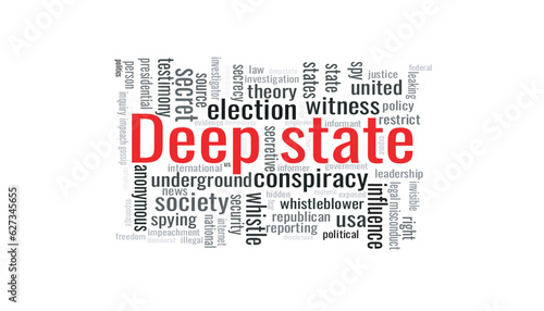 Illustration in the form of a cloud of words related to Deep state.
