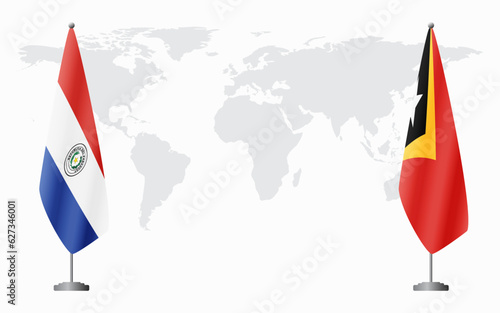 Paraguay and East Timor flags for official meeting