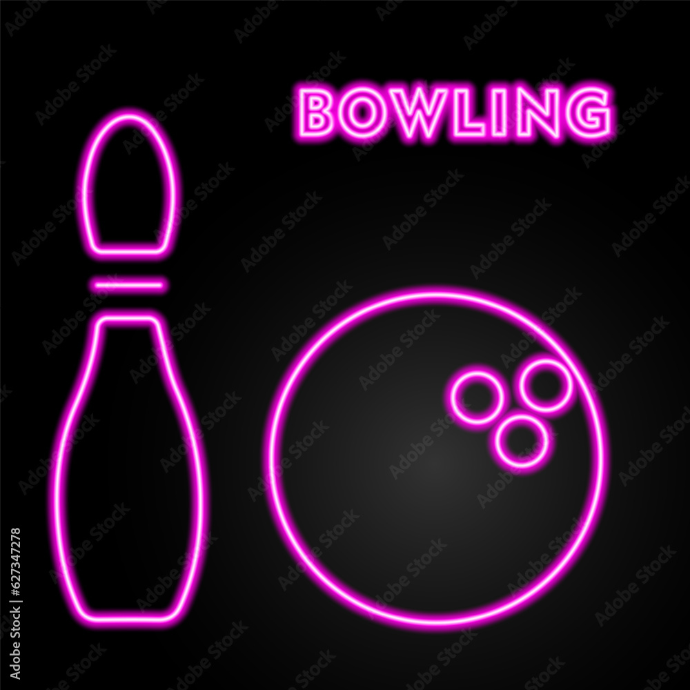 bowling neon sign, modern glowing banner design, colorful modern design trend on black background. Vector illustration. bowling neon sign, modern glowing banner design, colorful modern design trend on black background. Vector illustration.