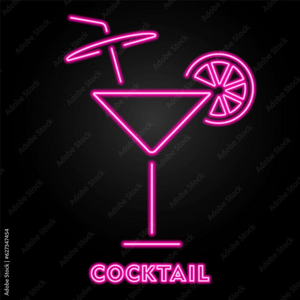 cocktail neon sign, modern glowing banner design, colorful modern design trend on black background. Vector illustration. cocktail neon sign, modern glowing banner design, colorful modern design trend on black background. Vector illustration.
