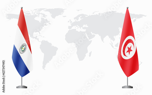 Paraguay and Tunisia flags for official meeting