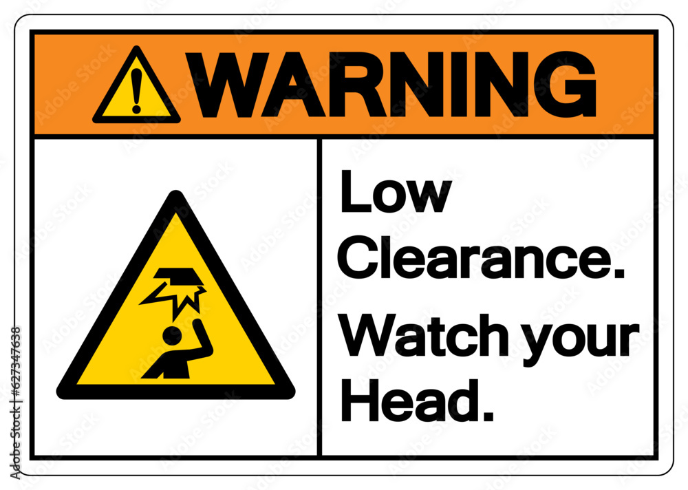 Warning Low Clearance Watch your Head Symbol ,Vector Illustration, Isolate On White Background Label. EPS10 Warning Low Clearance Watch your Head Symbol ,Vector Illustration, Isolate On White Background Label. EPS10