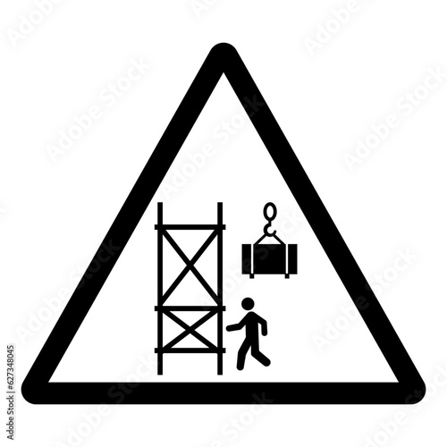 Warning Crane Operating Overhead Stay Out From Under Suspened Loads Symbol Sign, Vector Illustration, Isolate On White Background Label .EPS10