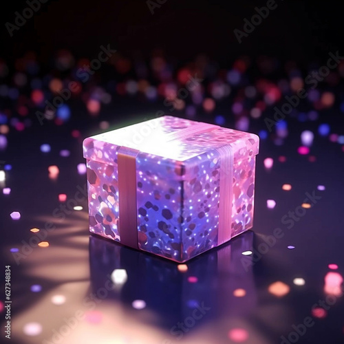 abstract magical gift box with pink and violet, Ai generated art illustration. © NaimulIslam