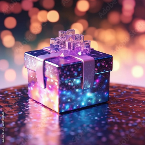 abstract magical gift box with pink and violet, Ai generated art illustration. © NaimulIslam