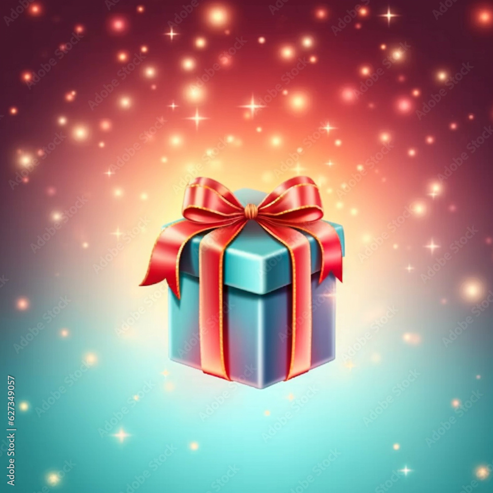 Christmas gift box hanging on bright glowing, Ai generated art illustration. Christmas gift box hanging on bright glowing, Ai generated art illustration.