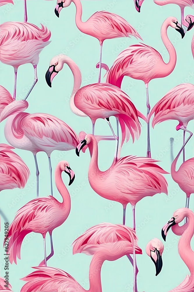 Fototapeta premium Seamless patterns of flamingo repeating patterns