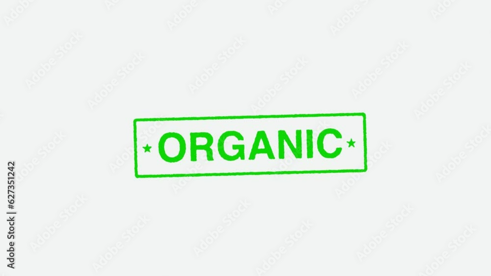 Close Up Real Hand Stamping Organic Stamp on White Background Close Up Real Hand Stamping Organic Stamp on White Background