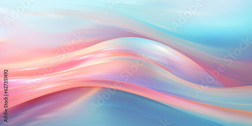 Background of iridescent opalescent liquid in blue and pink. Delicate abstract wavy backgraund. Vector illustration with gradient mesh. Trendy wallpaper with soft color transitions.