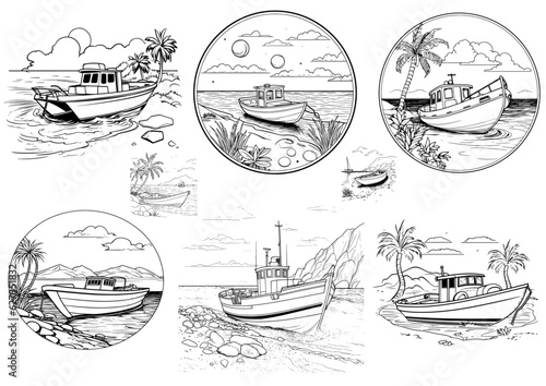 Set de barcos pesqueros
