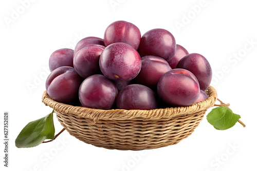 A realistic portrait of Plum in a basket, isolated PNG