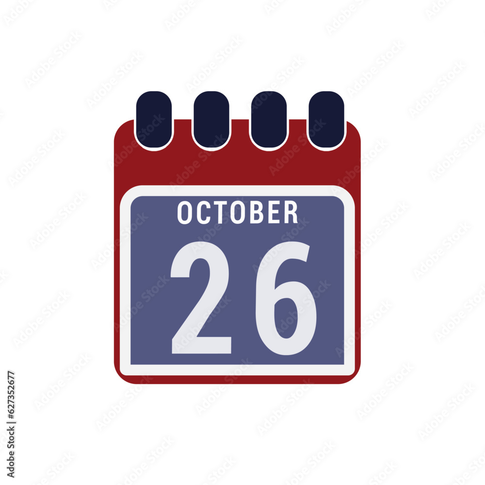 Calendar displaying day 26 ( twenty-sixth ) of the October - Day 26 of the month. illustration Calendar displaying day 26 ( twenty-sixth ) of the October - Day 26 of the month. illustration