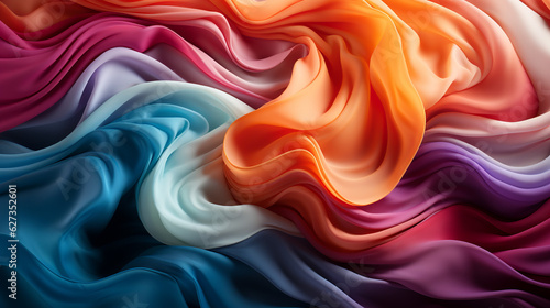 A captivating swirl of fabric, ablaze in the colors of the rainbow, undulates dynamically, generative ai.