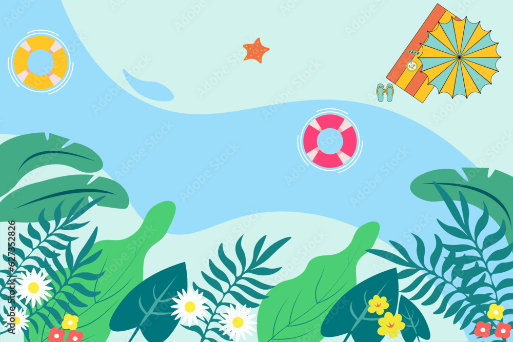 Free summer vector Background for zoom. flat style illustration