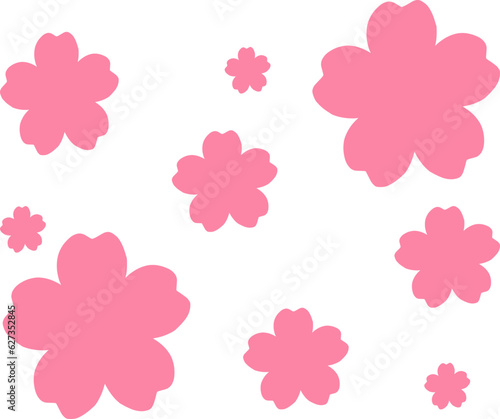 set of pink flowers sakura
