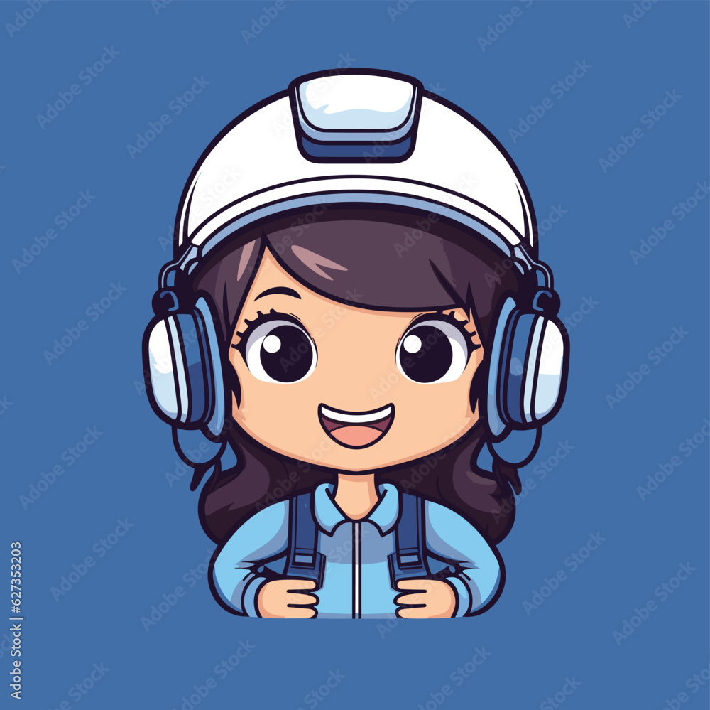 kawaii Engineer girl in blue background illustration kawaii Engineer girl in blue background illustration