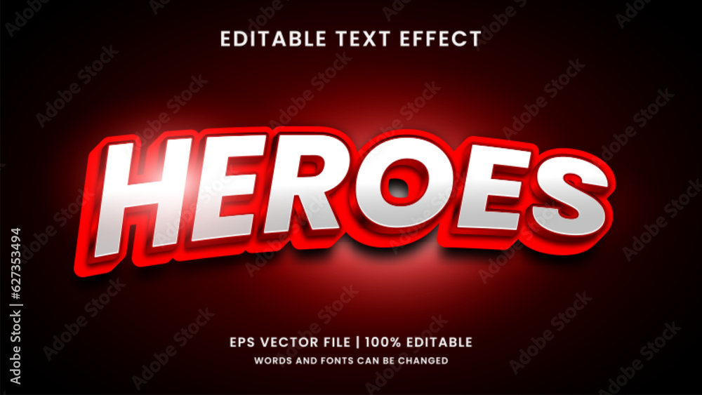 Heroes 3d editable text effect