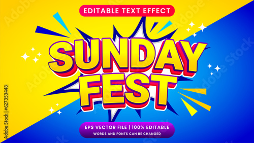 Sunday fest 3d editable text effect	
