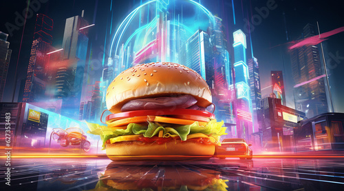 hamburger, lettuce, tomato and cheese generativa IA