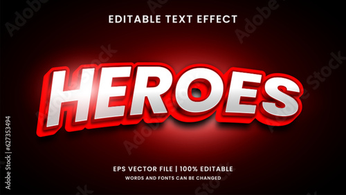 Heroes superhero 3d editable text effect